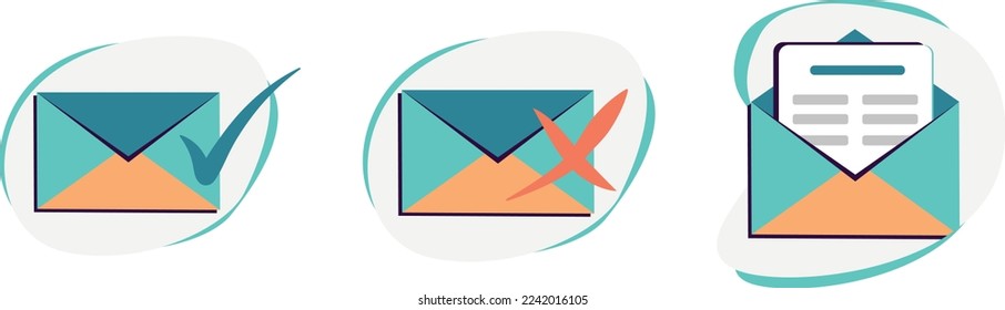 Bilder einer gesendeten E-Mail, einer nicht gesendeten E-Mail und einer offenen E-Mail