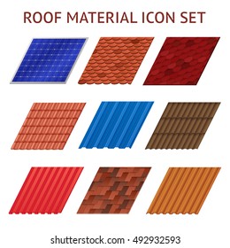 Images set of different colors and shapes fragments of roof tile isolated vector illustration