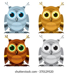 Images set of owls: Vector illustration