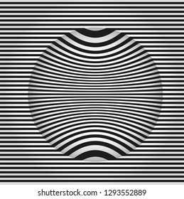 Images in the style Op art. Black and white background. Vector illustration
