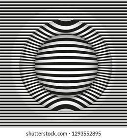 Images in the style Op art. Black and white background. Vector illustration
