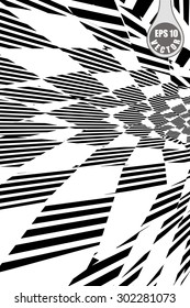 Images in the style of optical visual illusions - Op art. Vector background black and white illustration