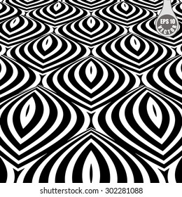 Images in the style of optical visual illusions - Op art. Vector background black and white illustration