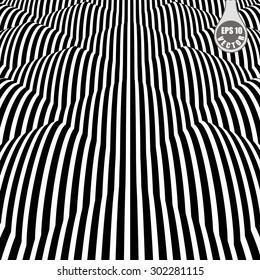 Images in the style of optical visual illusions - Op art. Vector background black and white illustration