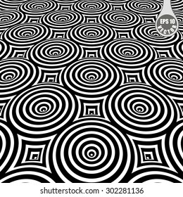 Images in the style of optical visual illusions - Op art. Vector background black and white illustration