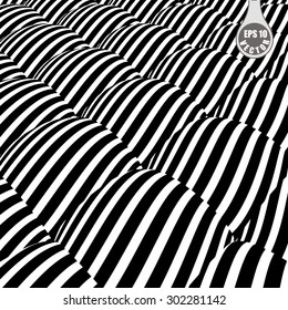 Images in the style of optical visual illusions - Op art. Vector background black and white illustration