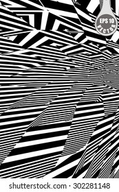 Images in the style of optical visual illusions - Op art. Vector background black and white illustration