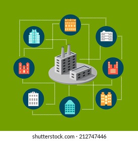 Images of urban and industrial buildings