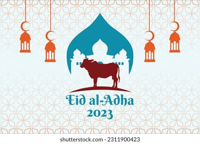 imágenes para uso en Eid al-Adha con la forma de la cúpula de la mezquita y la forma de una vaca