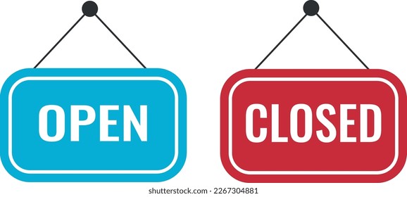 Images of various signs open and closed on a transparent background