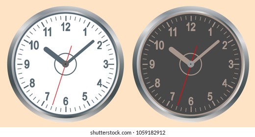 Images of wall clocks. Light and dark options. The concept of world time. Internet Marketing. Daily infographics.