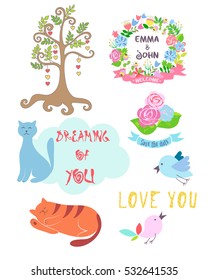 Images for wedding cards, invitations and Save the date cards. Vector illustration.