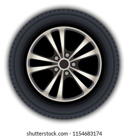 Images of wheels and tires of cars. Elements for website design.