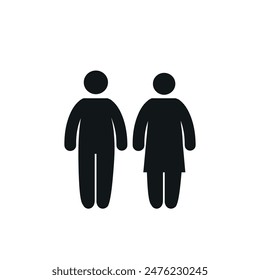 images of women and men with health problems, overweight, flat vector illustration