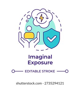 Imaginal exposure multi color concept icon. Personal care, mental energy. Heath support. Round shape line illustration. Abstract idea. Graphic design. Easy to use in brochure, booklet