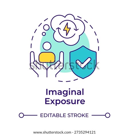 Imaginal exposure multi color concept icon. Personal care, mental energy. Heath support. Round shape line illustration. Abstract idea. Graphic design. Easy to use in brochure, booklet
