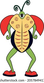 Imaginary bug with a cartoonish character