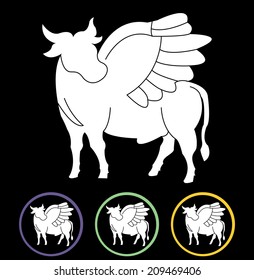 Imaginary bull with wings