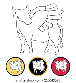 Imaginary bull with wings