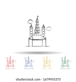 Imaginary castle multi color icon. Simple thin line, outline vector of imaginary house icons for ui and ux, website or mobile application