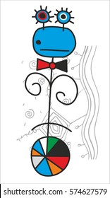 Imaginary caterpillar creature. Style graphics with local colors.
