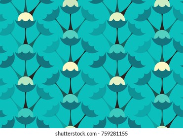 imaginary egg trees seamless tile in blue shades