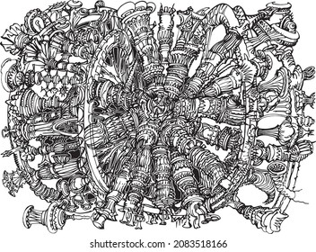 Ilustración imaginaria de reactor nuclear de mano libre