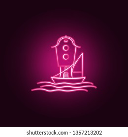 Imaginary house sea, ship neon icon. Elements of Imaginary house set. Simple icon for websites, web design, mobile app, info graphics