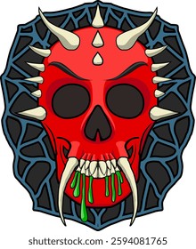 An imaginary illustration of a devil with a  skull face. This is a vector illustration which can be easily edit.