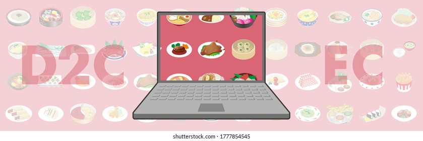 Imaginary illustration of "direct to consumer" (Created with vector data)