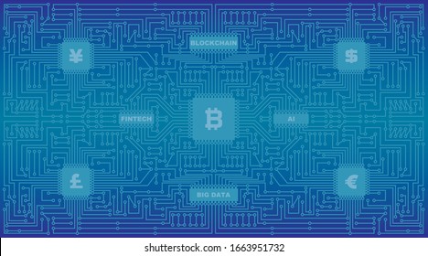 Imaginary illustration of fintech and world economy (Created with vector data)