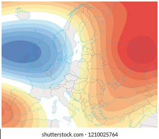 Imaginary Meteorological Weather Image Of The Europe Weather Map.