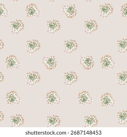 An imaginary pattern work using watercolor techniques. Small floral vector seamless pattern.
Designed for it features colorful flowers.