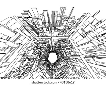 imaginary three-dimensional architecture