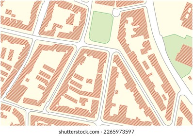 Imaginary vector cadastral map with buildings and streets