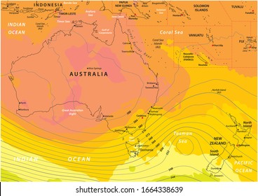 Imaginary weather map of Australia and New Zealand