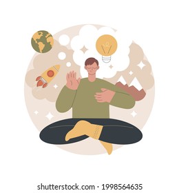 Imagination abstract concept vector illustration. Human imagination, vision development, creative thinking, idea and fantasy, motivation and inspiration, invention, daydreaming abstract metaphor.