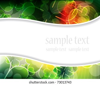 Imagination clover background. St. Patrik`s day floral frame.