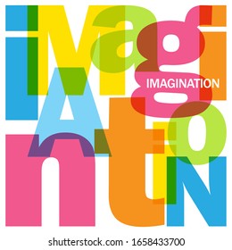 IMAGINACIÓN de la tipografía vectorial colorida en un cuadrado