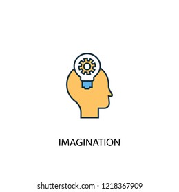 imagination concept 2 colored line icon. Simple yellow and blue element illustration. imagination concept outline symbol design