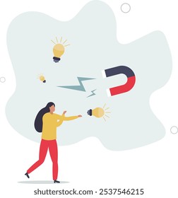 Imagination to create new ideas, creativity or innovation for new business concept.flat characters.