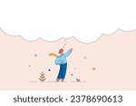 Imagination or creativity concept. Smart businessman thinking with big bubble. Think big, ambition to success, dream big to change the world or contemplation to get solution to solve big problem.
