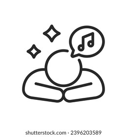 Imagination Creativity Icon. Thin Linear Illustration of Immersed in Fantasy and Creative Thoughts. Isolated Outline Vector Sign.