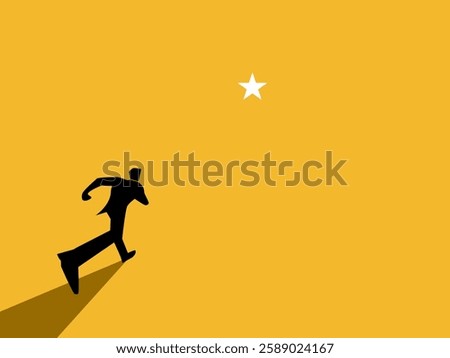Imagination, Dream, Businessman running to the star of success
