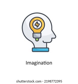 Ilustración de diseño del icono del vector de contorno relleno de imaginación en fondo blanco. Archivo EPS 10