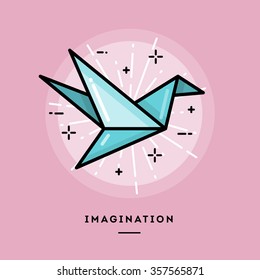 Imagination, flat design thin line banner, usage for e-mail newsletter, web banners, headers, blog posts, print and more