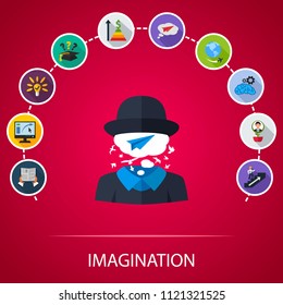 Imagination flat icons concept. Vector illustration. Element template for design.
