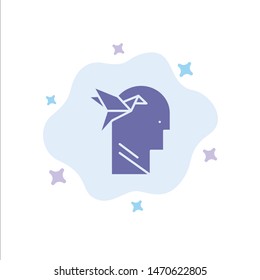 Imagination Form, Imagination, Head, brain Blue Icon on Abstract Cloud Background. Vector Icon Template background