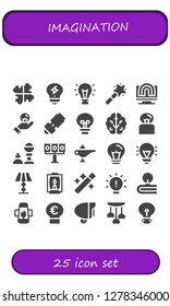  imagination icon set. 25 filled imagination icons. Simple modern icons about  - Solution, Creativity, Idea, Magic wand, Lamp, Brain, Magic trick, Illumination, Wand