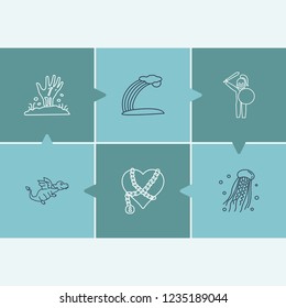 Imagination icon set and cursed heart with dragon, dead man hand, medusa. Zombie hand related imagination icon vector for web UI logo design.